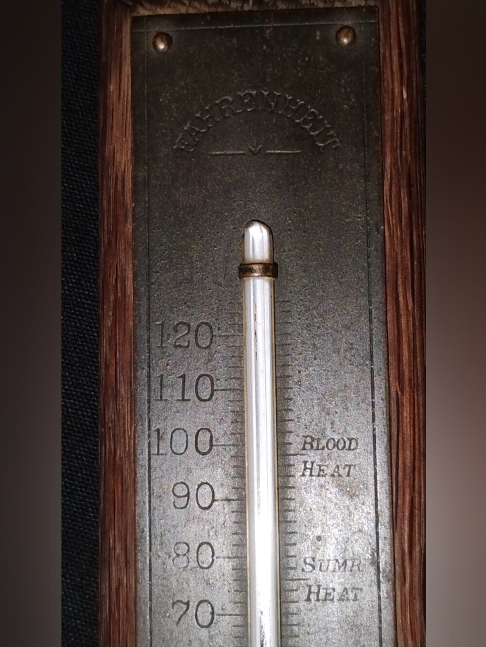 Antique Vintage Wooden Wall Thermometer Fahrenheit Scale Plate Primative Decor